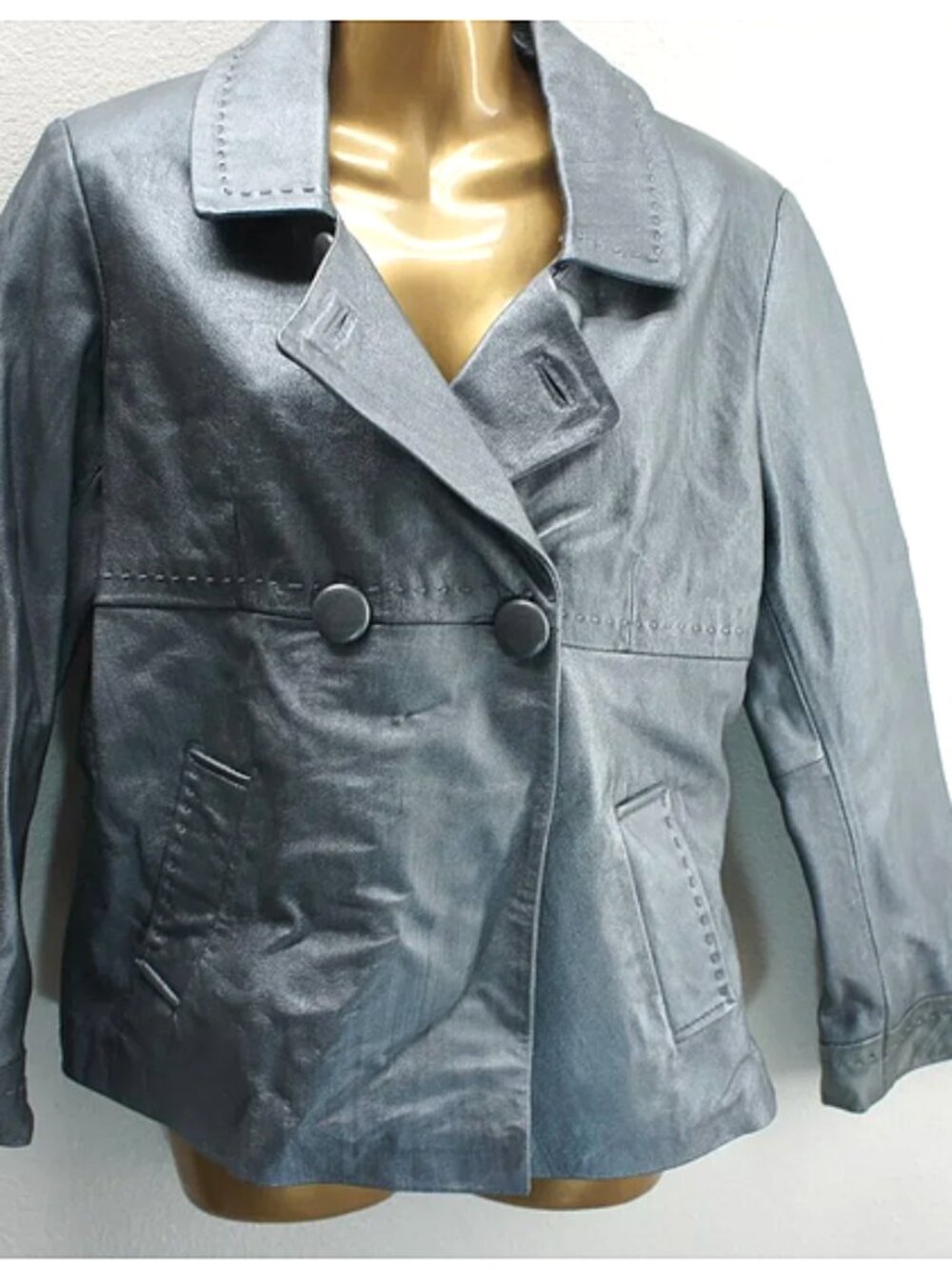 Chico's Leather Double Breasted Hollywoold Elle Jacket size 1